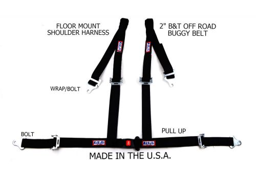 Rjs racing 2&#034; wrap buggy off road seat belt 4 point roll bar black 4001301
