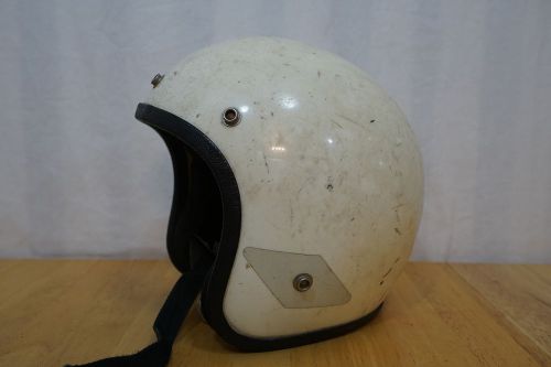 Vintage 60&#039;s grant gp-2 white motorcycle racer biker helmet sz m