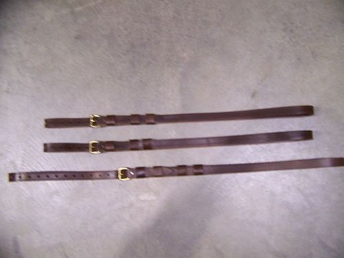 Leather luggage straps for luggage rack/carrier~(3) piece set~brown~solid brass
