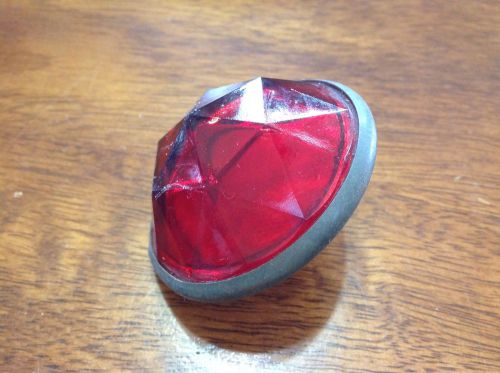 Lqqk! vintage large red glass jewel cut license plate reflector auto antique old