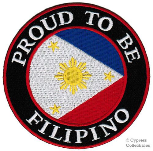 Proud to be filipino iron-on embroidered biker patch philippines flag pinoy new