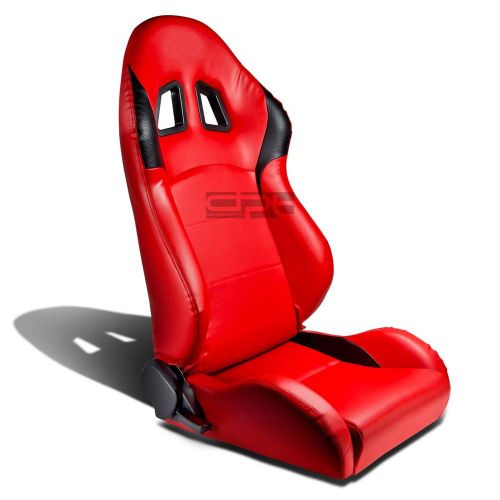 2 x type-r red pvc leather sports racing seats+universal sliders passenger side