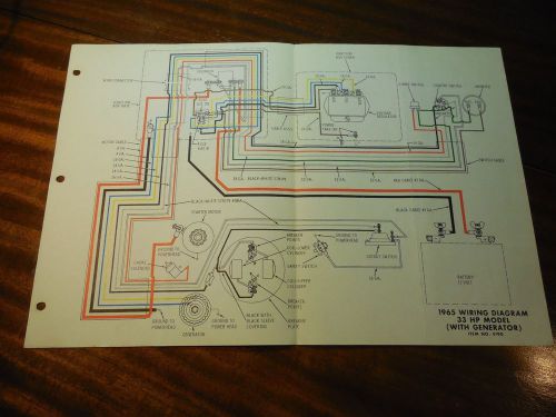 Sell 1965 33HP Johnson Outboard Wiring Diagram Vintage Motor Generator