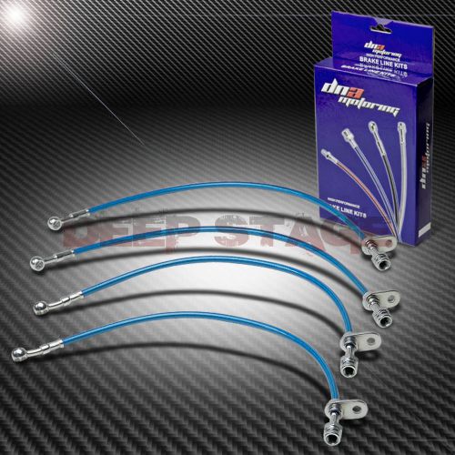 Stainless braided hose racing brake line for 97-01 honda prelude bb6 h22a4 blue