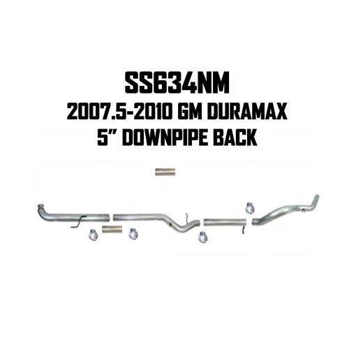 Flo-pro ss634nm 5&#034; stainless steel dpf delete exhaust system 2007-2010 duramax