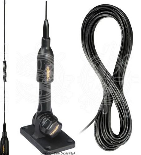 Glomex black swiveling 530mm vhf target antenna with 6m cable