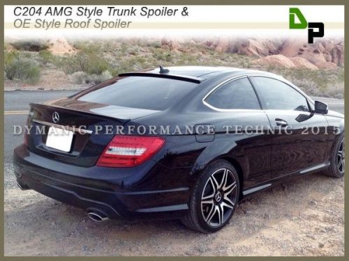 #040 black amg trunk spoiler &amp; oe roof wing for m-benz c204 c-class coupe 12-14