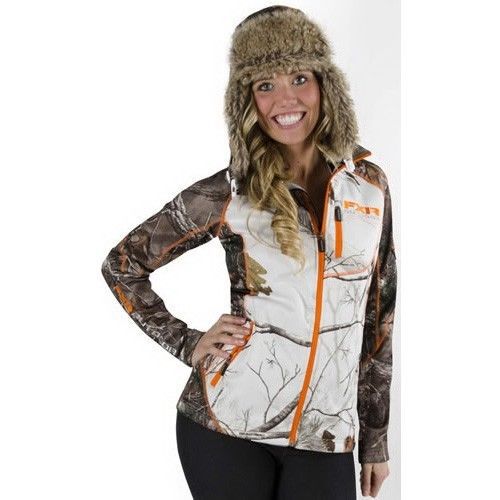 Fxr elevation womens pile zip up realtree xtra/aphd white snow