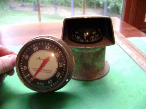Vintage airguide nautical marine compass  &amp; speedometer boat, rat rod, etc