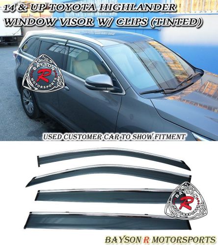 14-16 toyota highlander side window rain guard visors (tinted) + clips