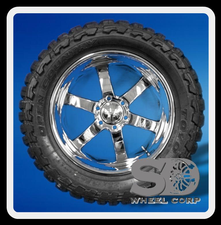 20" boss 330 chrome w/ 33x12.50x20 toyo open country mt tires wheels rims