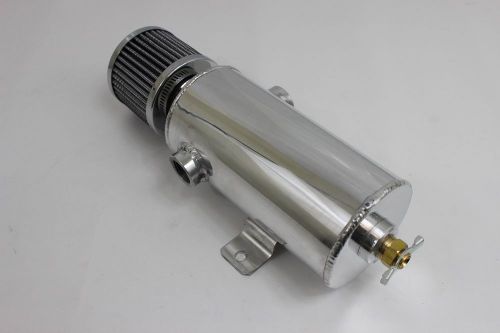Alum. breather tank / oil catch can tube with 1/2&#034; npt side - ports , polished