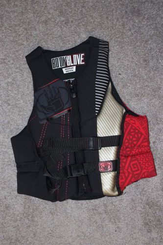 Bodyglove life jacket vest adult medium black red hydrotech lumbar comfort zips