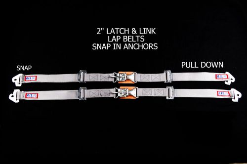 Rjs pair snap in latch &amp; link 2&#034; lap belt buggy belt off road gray 18000807