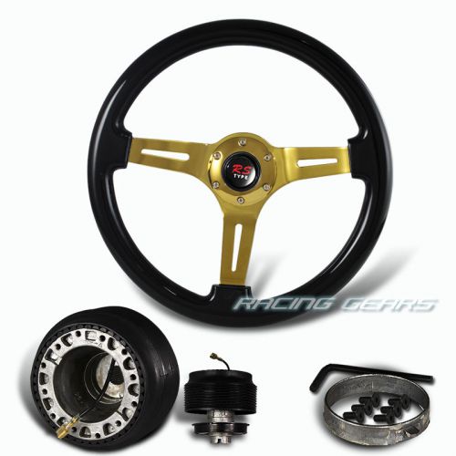 For mazda 345mm 6 hole black wood grain deep dish steering wheel + hub adapter