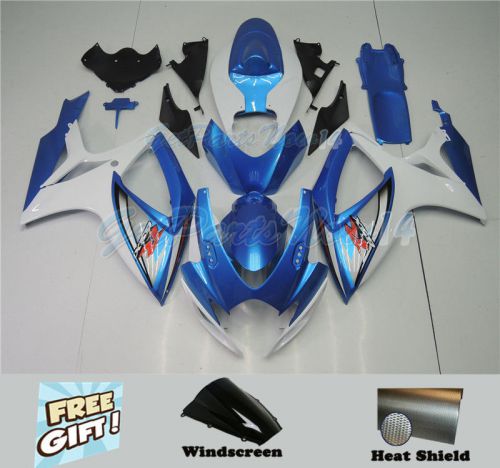 Fit for 2006-2007 suzuki gsxr 600 750 plastic white blue fairing injection k01