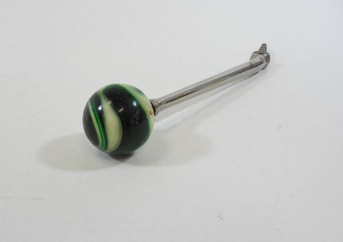 Antique green &amp; white agate swirl glass marble shift knob on shift lever as-is
