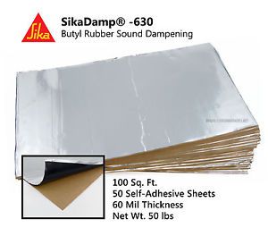 Sikadamp 630 butyl sound deadener 100sqft 60mil self-adhesive insulation mats