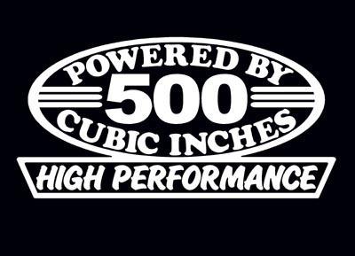 2 high performance 500 cubic inches decal set hp v8 engine emblem stickers