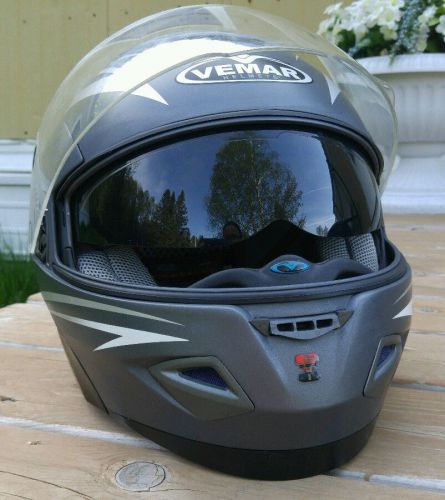 Vemar motorcycle street bike helmet tinted internal face shield+flipup excellent