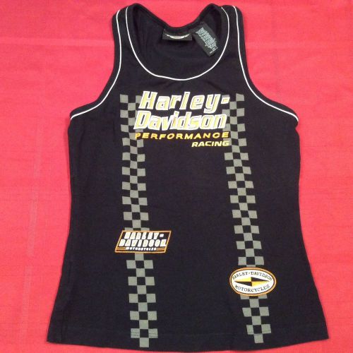 Euc harley davidson women&#039;s s tank top black performance racing sleeveless knit