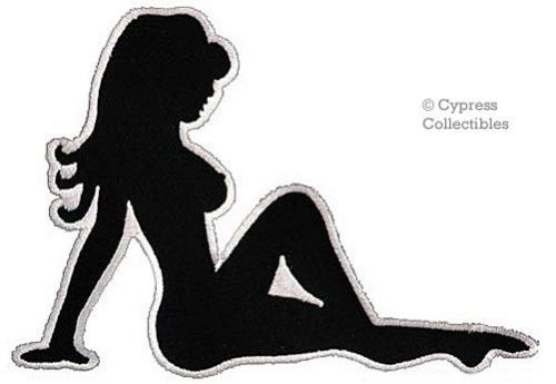 Mudflap girl iron-on motorcycle biker patch sexy lady right facing embroidered