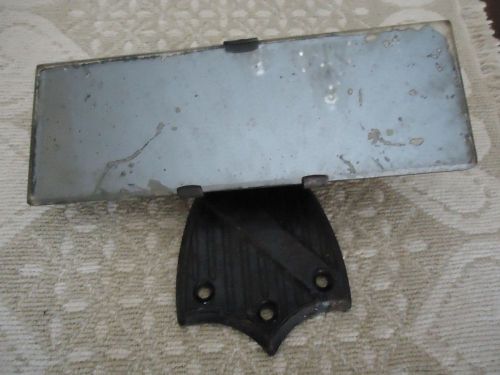 Antique automobile beveled glass rear view mirror w/shield base