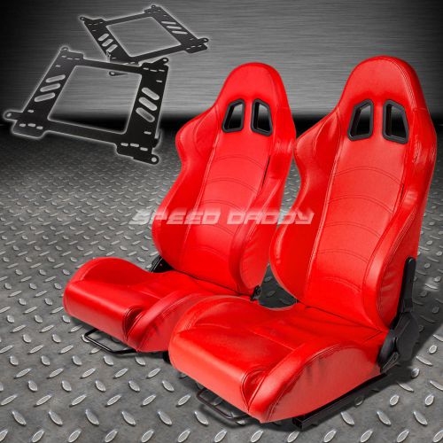 Pair type-1 reclining red pvc leather racing seat+bracket for 99-07 focus mark 1
