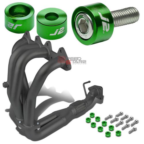 J2 for cg f23 black exhaust manifold racing header+green washer cup bolts
