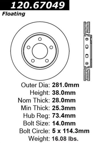 Disc brake rotor-high performance drilled and slotted centric 127.67049r