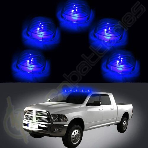 5 roof running light cab marker smoke cover +blue led bulb for ford f-250 e-350