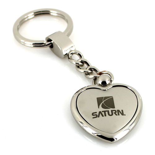 Saturn chrome two tone heart shape keychain