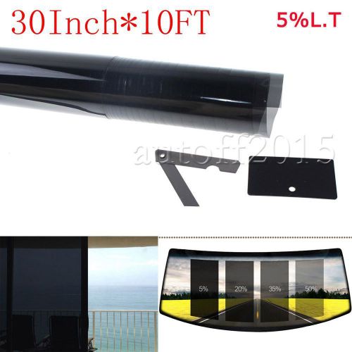 2ply 30&#034; x 10ft 5% vlt black car home glass window tint tinting film vinyl roll