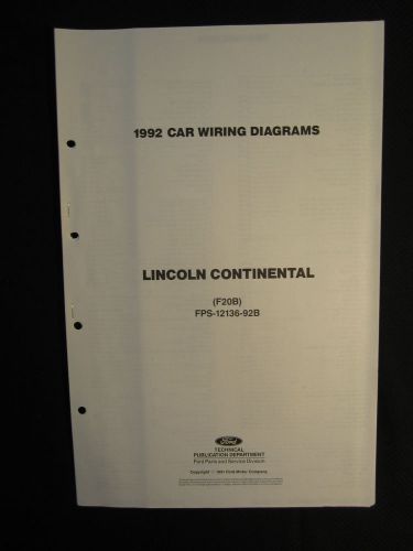1992 lincoln continental electrical wiring diagrams manual schematics sheet oem