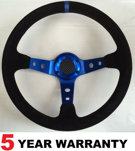 Suede corsica blue rally deep dish steering wheel fit omp sparco momo boss kits