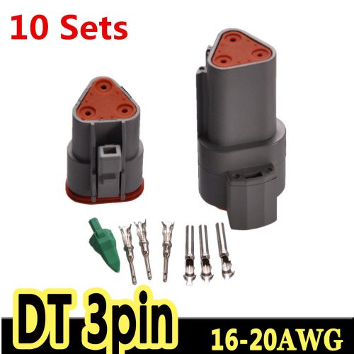 10 sets deutsch dt connector kit 16-20 awg 3-pin ways male&amp;female connectors kit