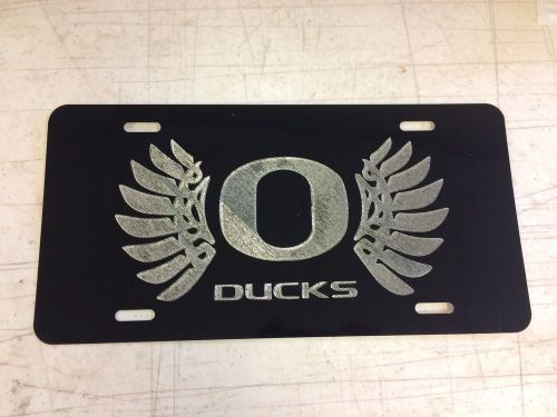 Oregon ducks logo car tag diamond etched on aluminum license plate