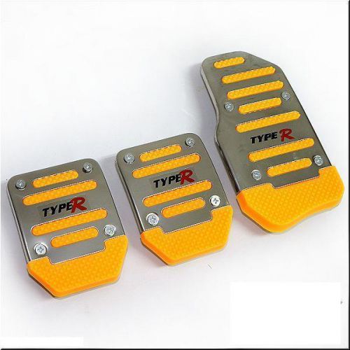 Car manual transmission pedals alloy yellow x 3 pieces