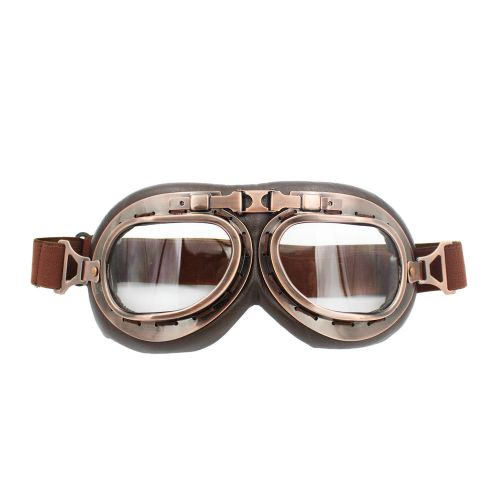 Vintage clear lens off-road copper frame motorcycle goggles pilot atv dirt bike