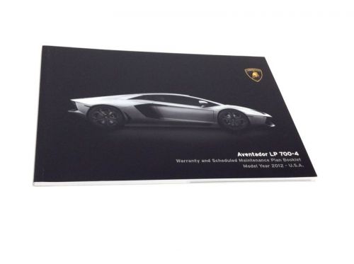 Lamborghini 2012 usa aventador lp700-4 warranty maintenance plan booklet manual