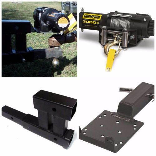 Portable electric winch hitch receiver mounting kit atv boat trailer truck plate