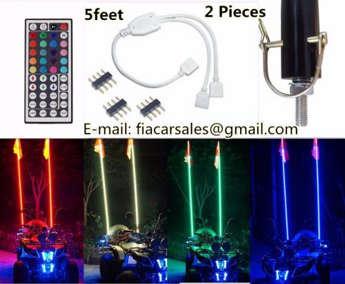 2x 5feet quick release led light whips multicolor atv strips +44key remote ship