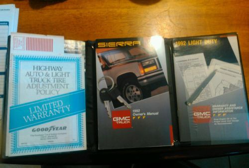 1992 gmc  sierra 1500  owners manual with case