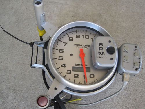 Auto meter 6834 silver pro stock tachometer 5&#034; pedestal mount 11k dragster