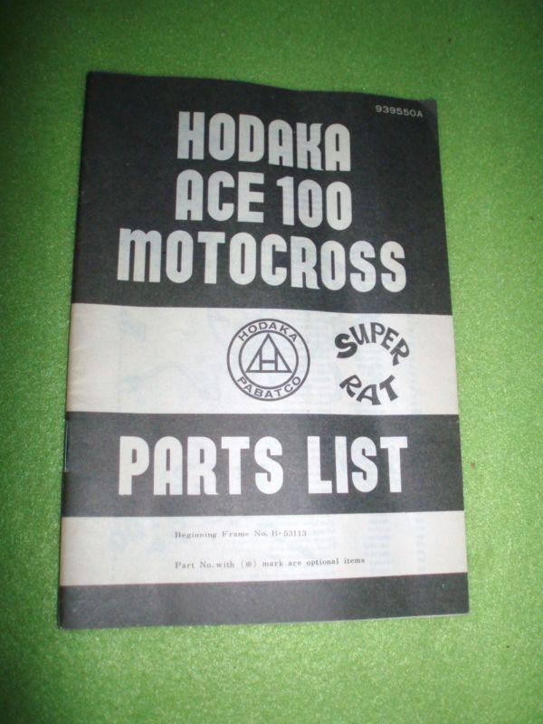 Genuine hodaka ace-100 motocross bike super rat factory parts list  manual old