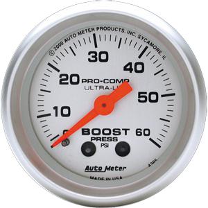 Autometer ultra-lite boost gauge 2-1/16" mechanical 60 psi 2-1/16 4305