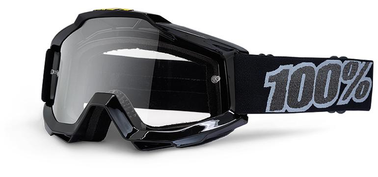 100% motocross goggles accuri black - clear lens