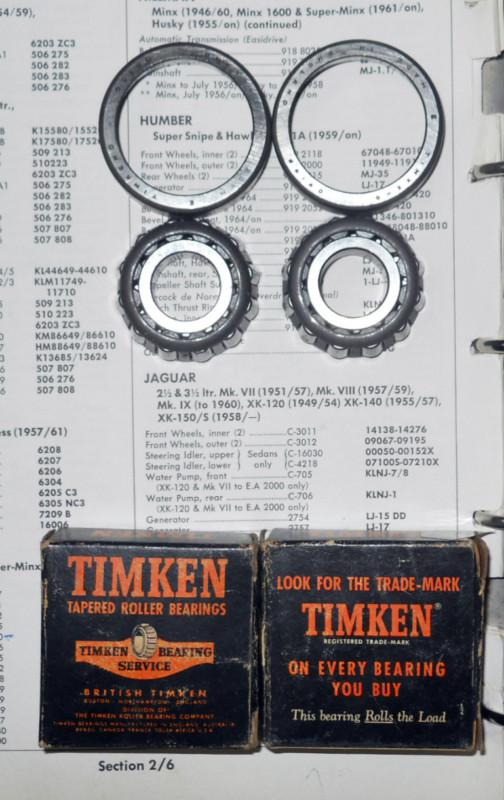 Nos pair of timken front wheel outer bearings c3021. xk120-150, mkvii-ix ----->