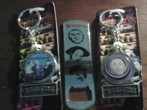 3 stooges keychains and bottle opener