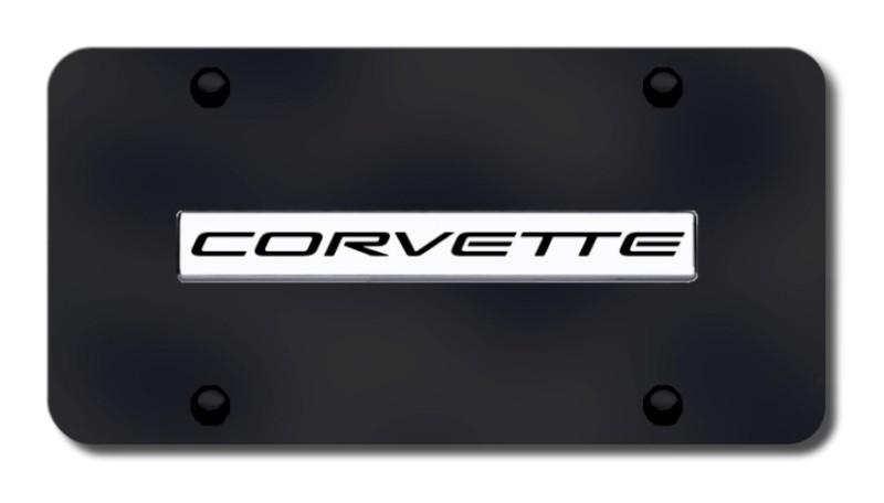 Gm corvette c5 name chrome on black license plate made in usa genuine